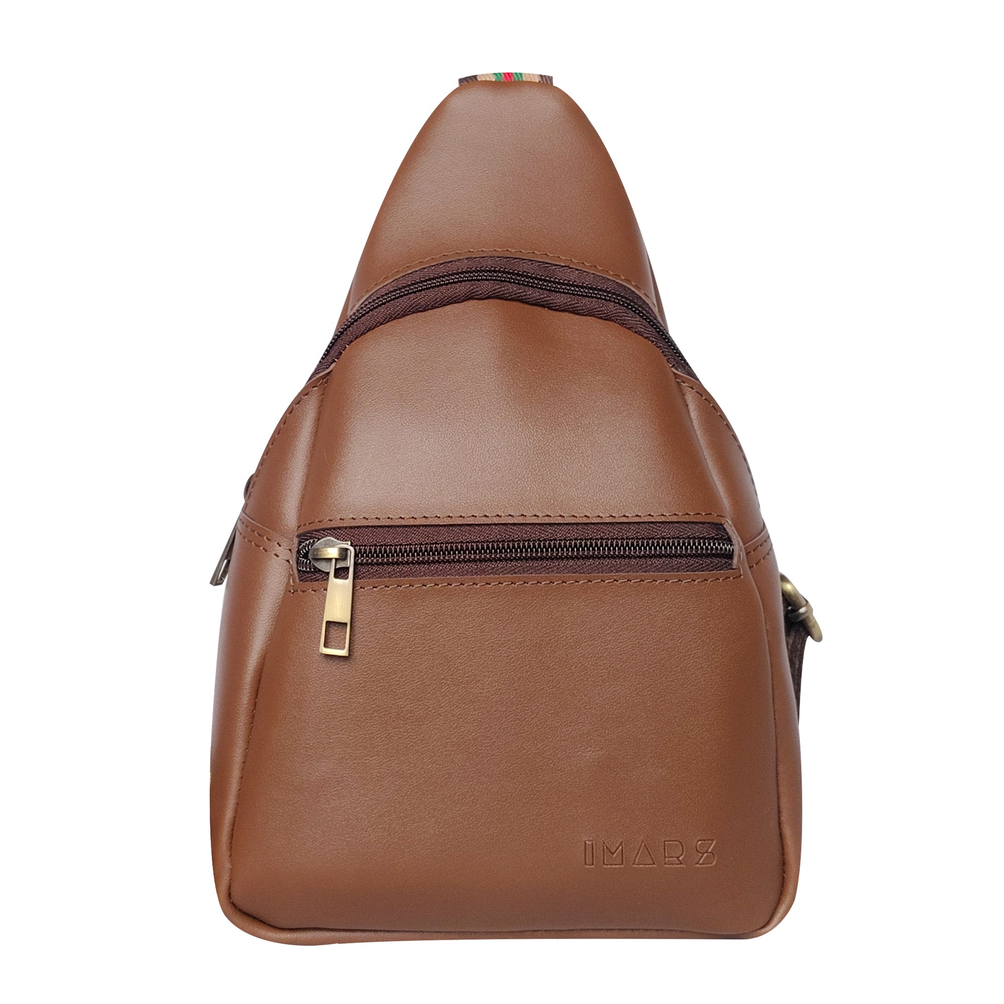 Brown Vegan Leather Sling Backpack for Men Travel Crossbody Bag