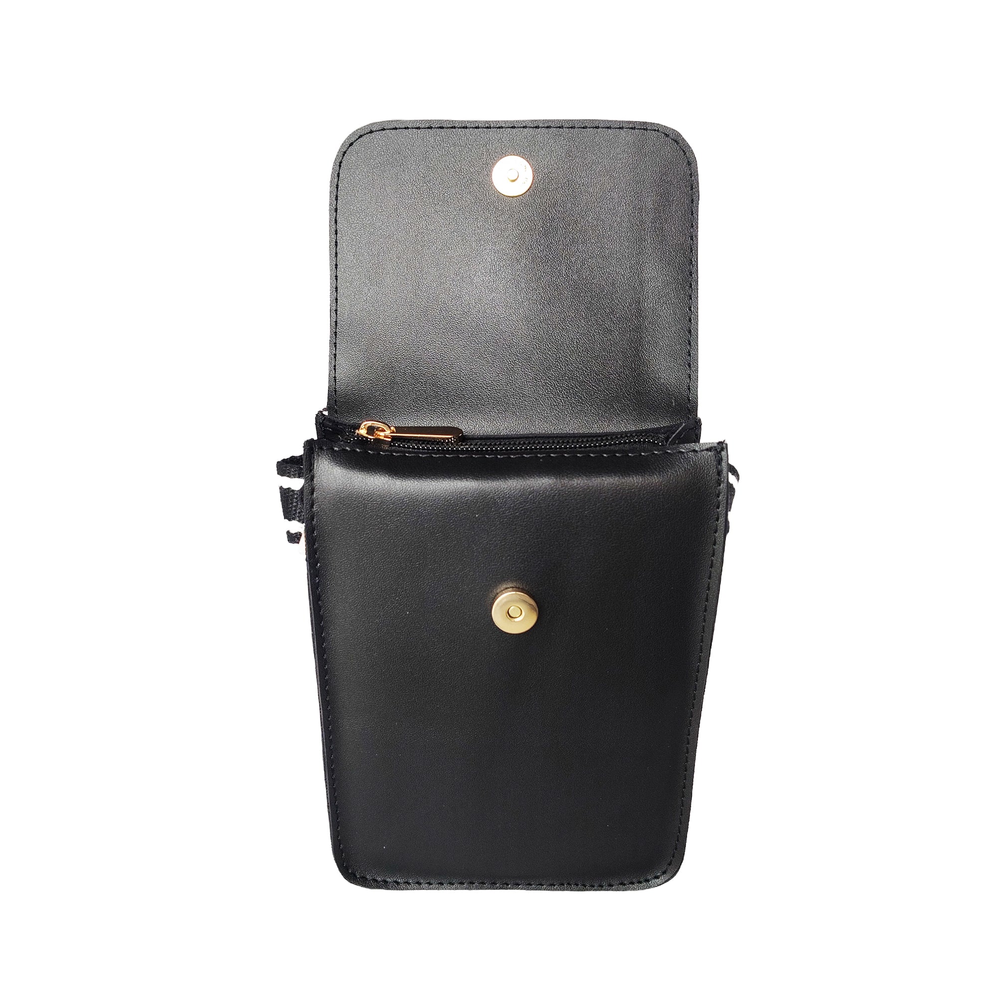 Structured Mobile Pouch Black For Women & Girls (Mobile Bag) Made With Faux Leather