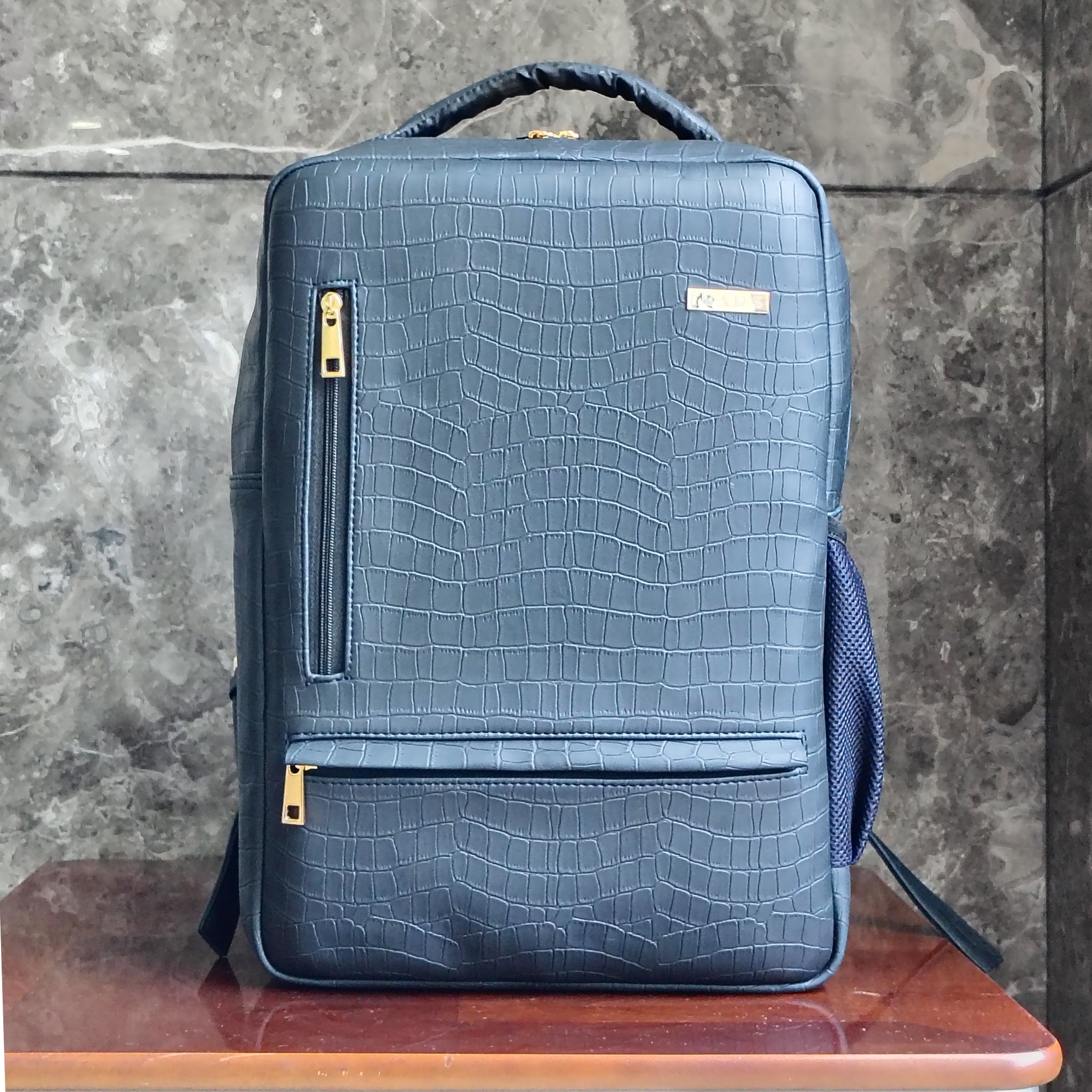 Eco-Friendly Vegan Leather Backpack with Built-in 10000mAh Power Bank