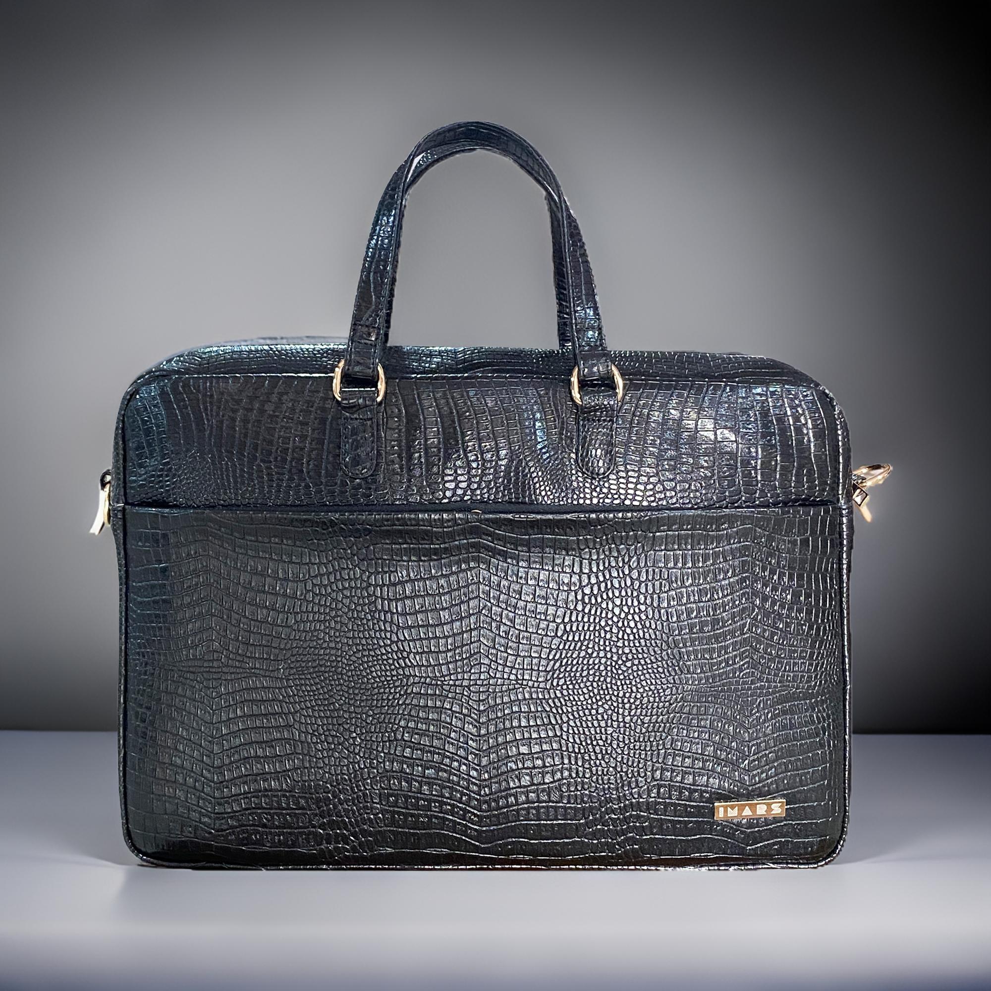 Vegan Leather Laptop Bag with Reinforced Stitching